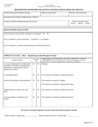 Formulario CFS597-FFH/S Registro De Monitoreo De Licencia De Hogar De Familia De Crianza - Illinois (Spanish)