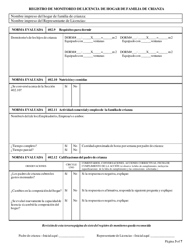 Formulario CFS597-FFH/S Registro De Monitoreo De Licencia De Hogar De Familia De Crianza - Illinois (Spanish), Page 3