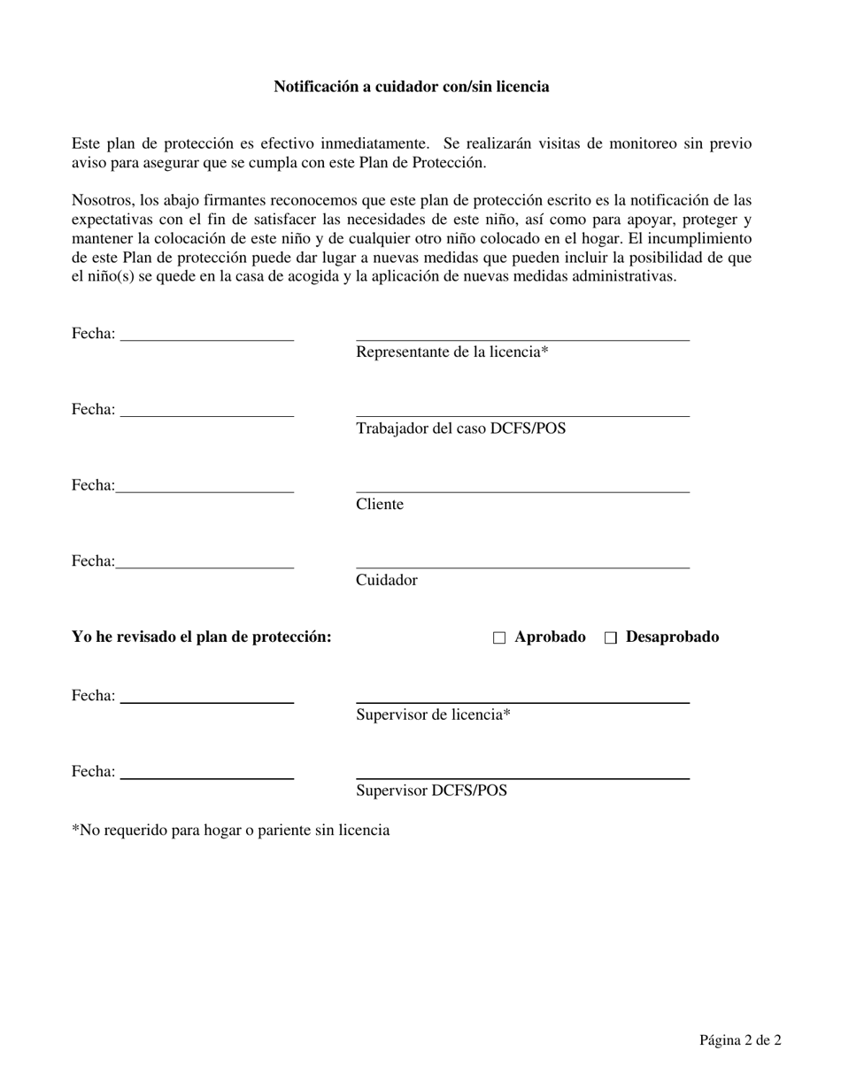 Formulario CFS596-G-W / S Plan De Proteccion Para Persona Bajo Tutela Del Estado Con Historial Penal Y Reportes Indicados Por Abuso / Negligencia - Illinois (Spanish), Page 2