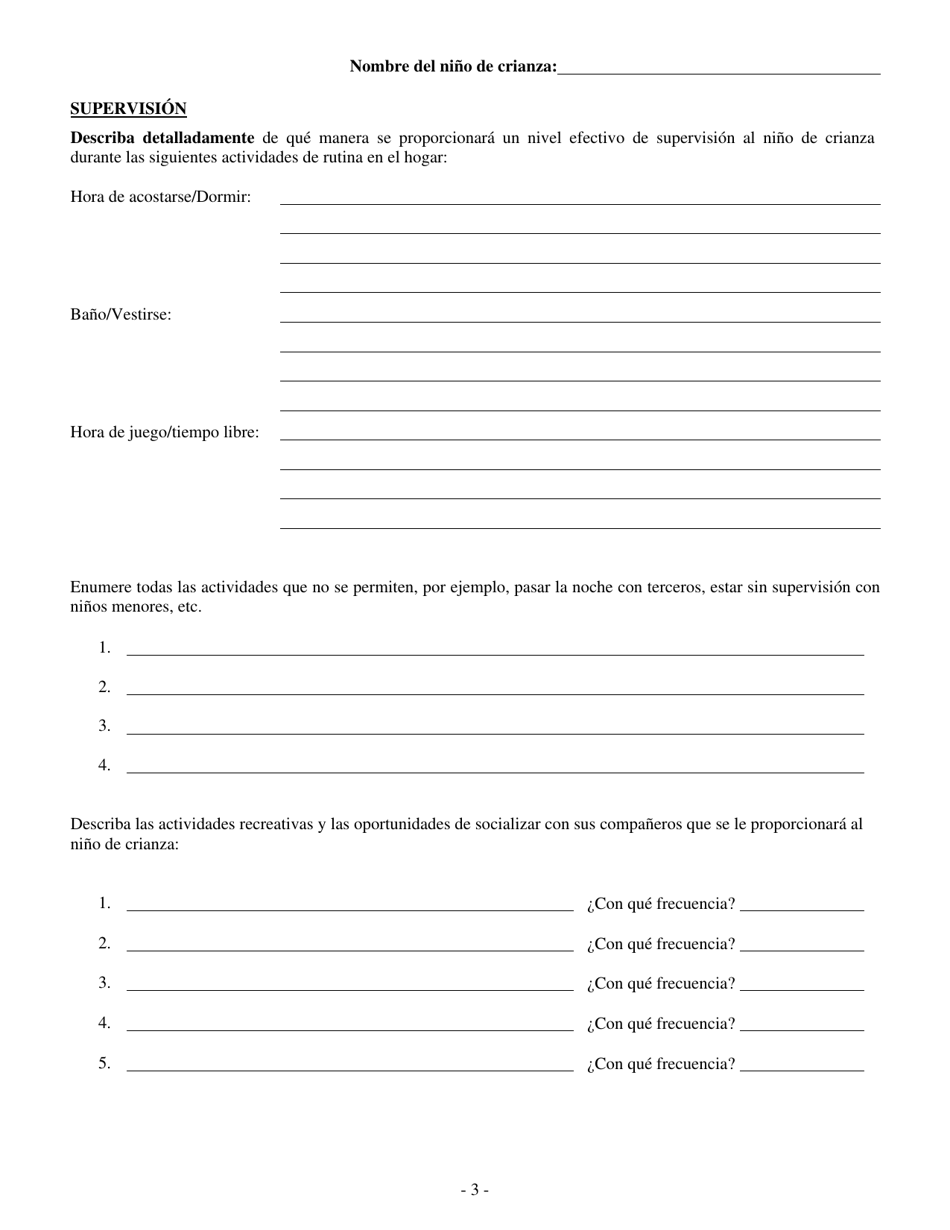 Formulario CFS685 / S Plan De Supervision Para Nino De Crianza - Illinois (Spanish), Page 3
