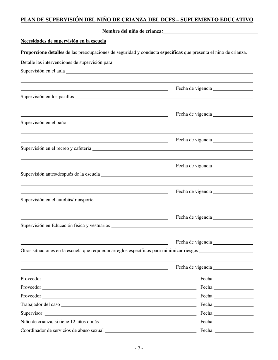 Formulario CFS685 / S Plan De Supervision Para Nino De Crianza - Illinois (Spanish), Page 7