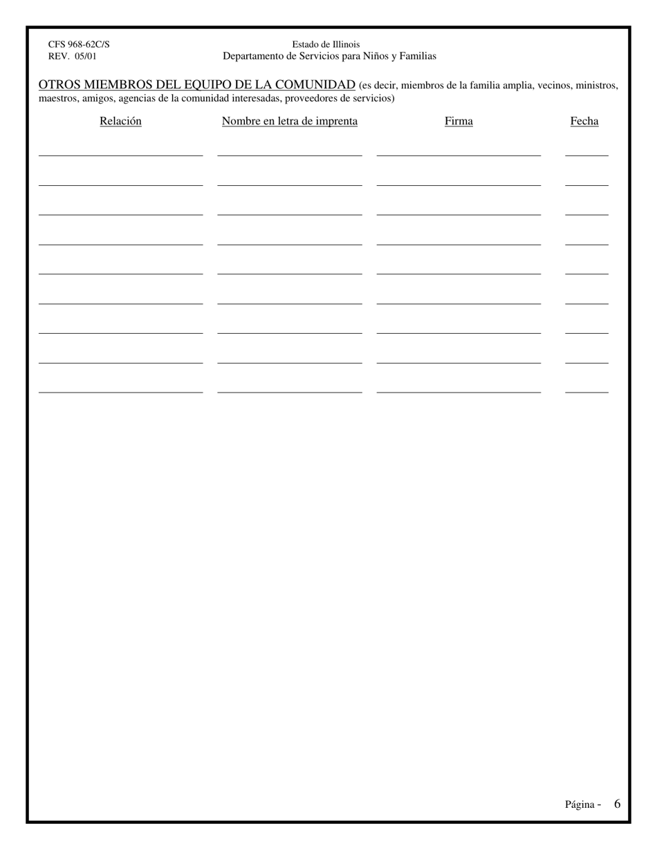 Formulario CFS968-62C / S Plan Integral Ilo / Tlp - Illinois (Spanish), Page 6