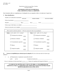 Document preview: Formulario CFS1800-A-A/S Determinacion De Elegibilidad Para Asistencia Para La Adopcion - Illinois (Spanish)