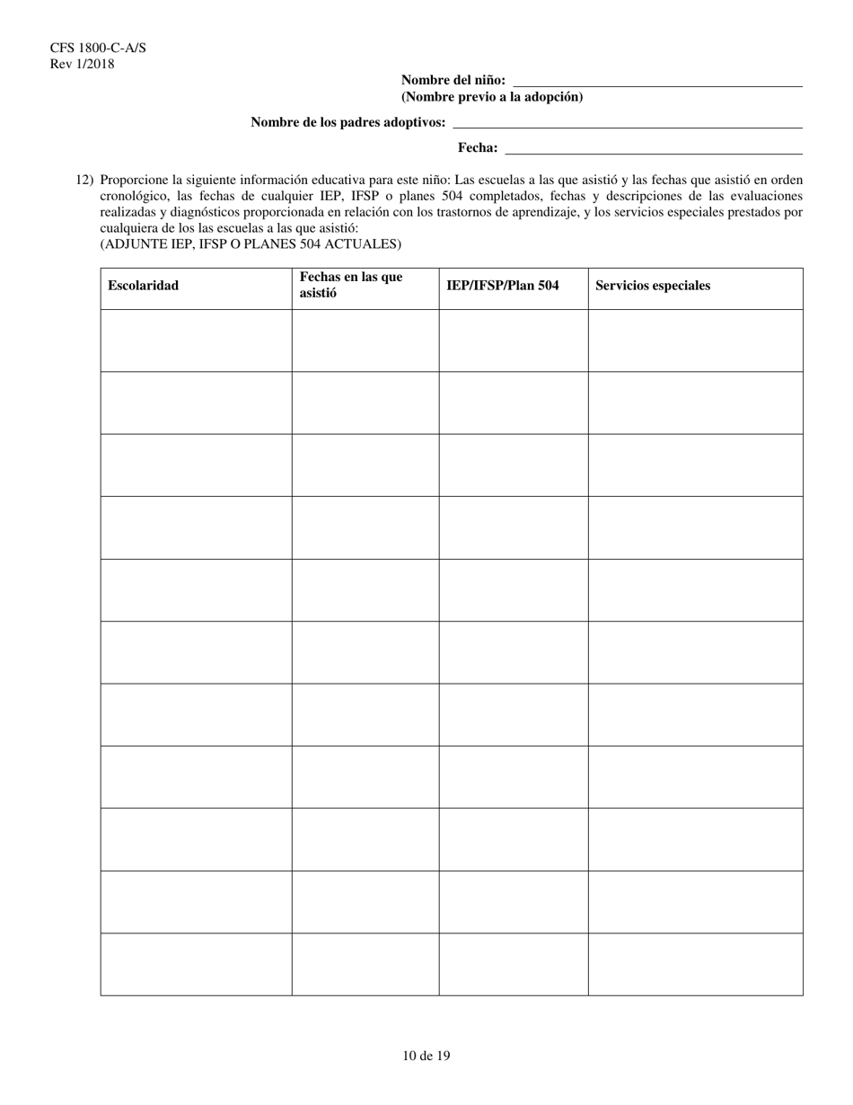 Formulario CFS1800-C-A / S Acuerdo De Asistencia Para La Adopcion - Illinois (Spanish), Page 10