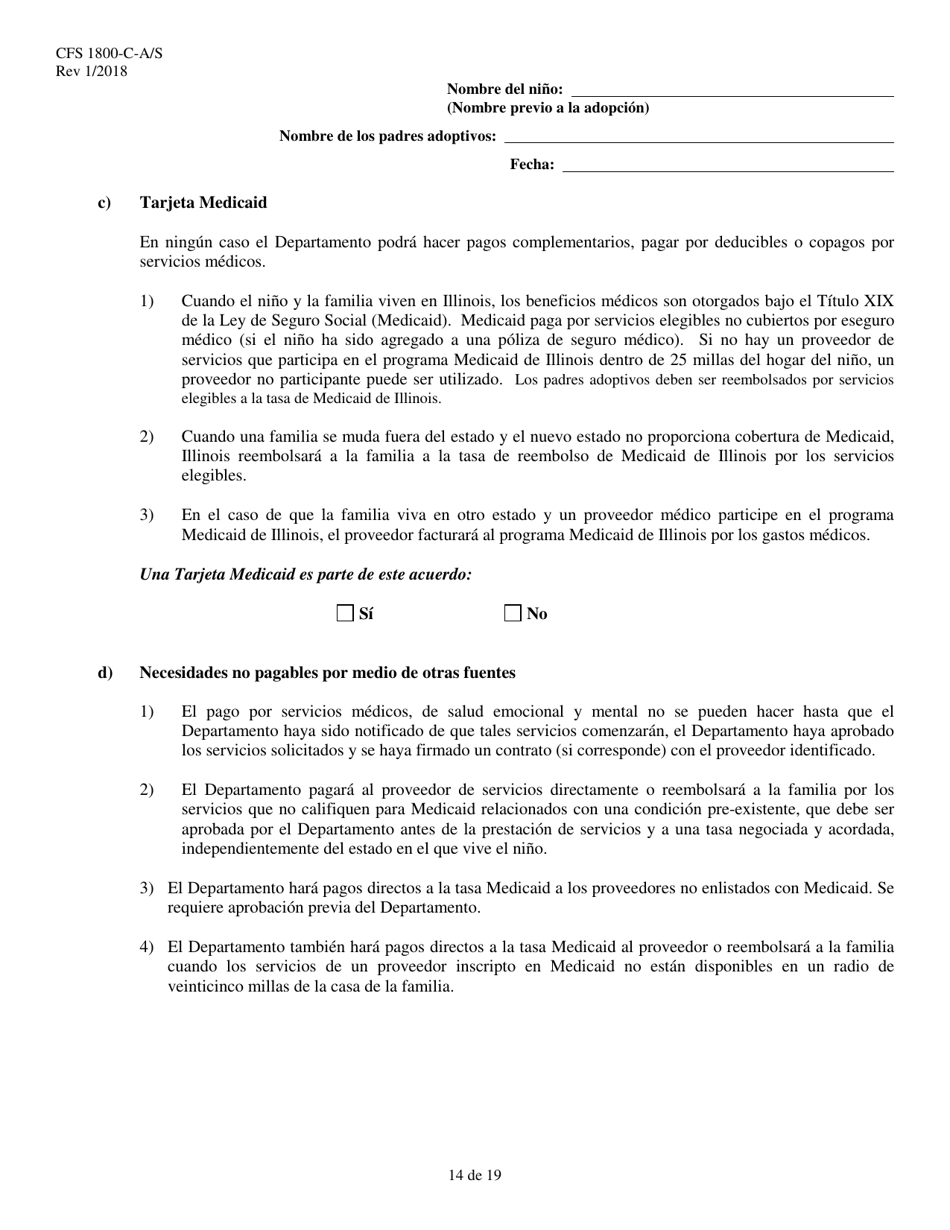 Formulario CFS1800-C-A / S Acuerdo De Asistencia Para La Adopcion - Illinois (Spanish), Page 14