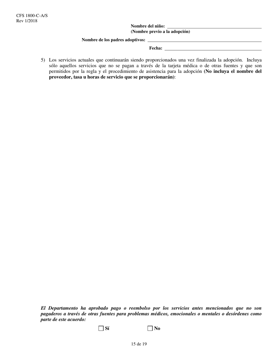 Formulario CFS1800-C-A / S Acuerdo De Asistencia Para La Adopcion - Illinois (Spanish), Page 15