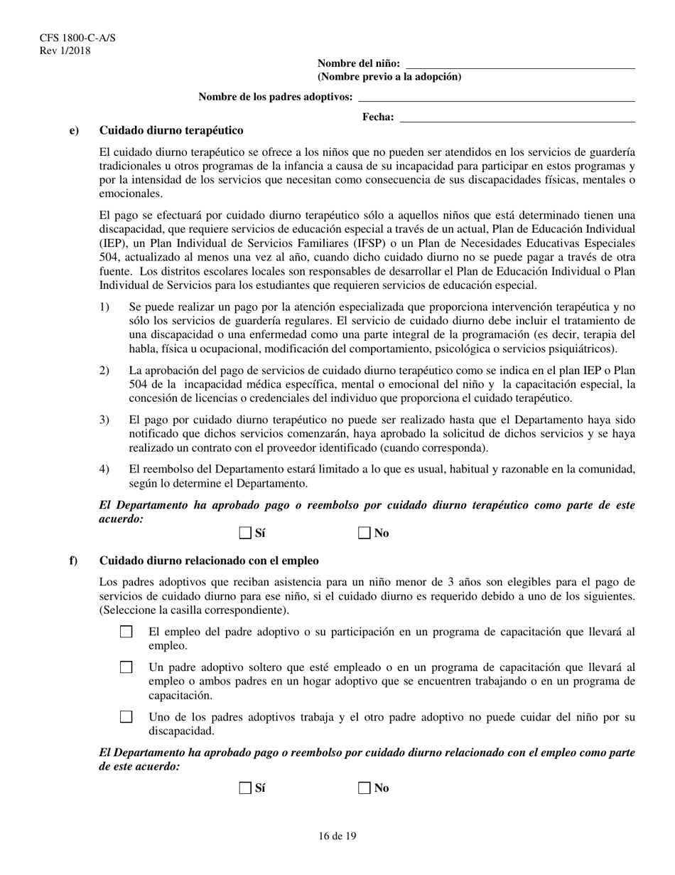 Formulario CFS1800-C-A / S Acuerdo De Asistencia Para La Adopcion - Illinois (Spanish), Page 16