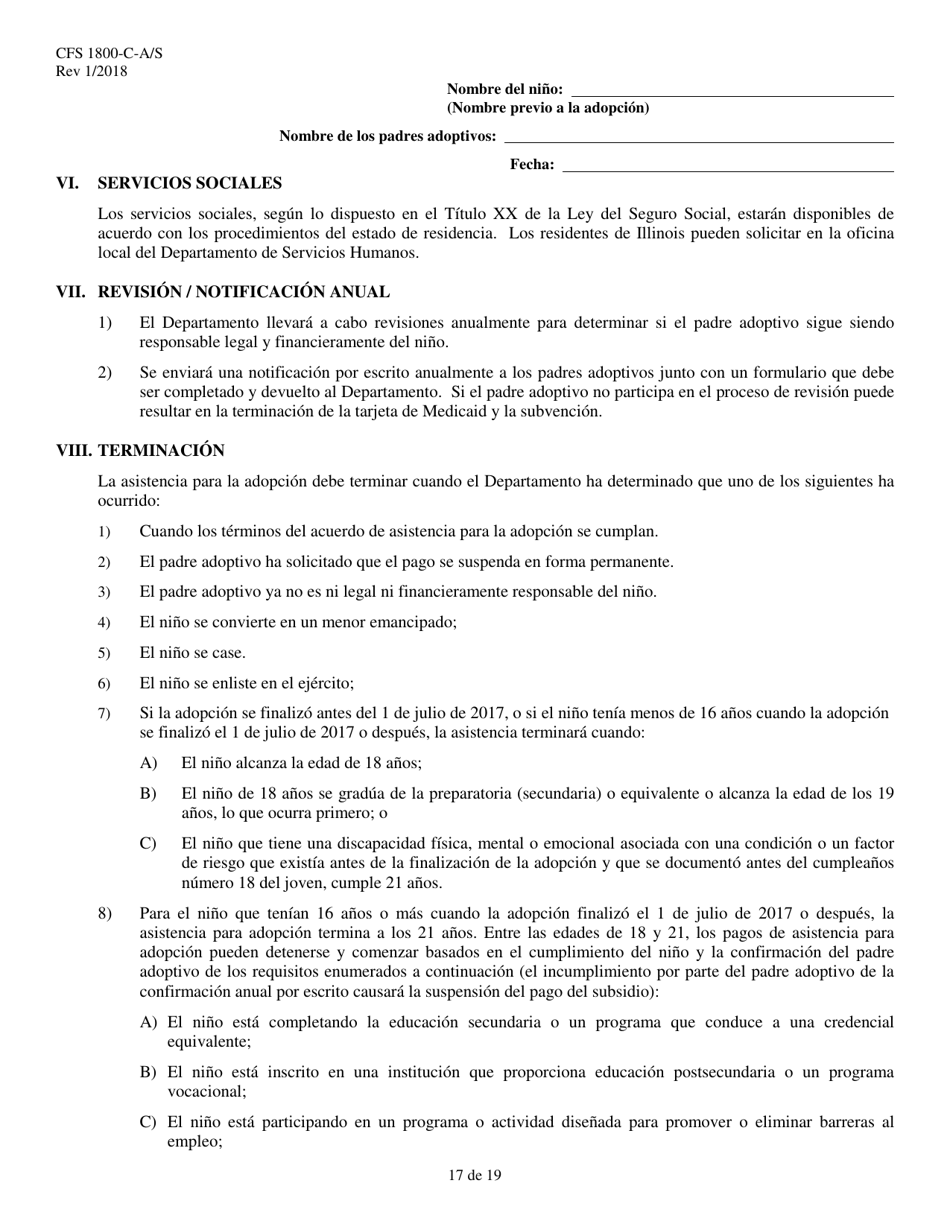 Formulario CFS1800-C-A / S Acuerdo De Asistencia Para La Adopcion - Illinois (Spanish), Page 17