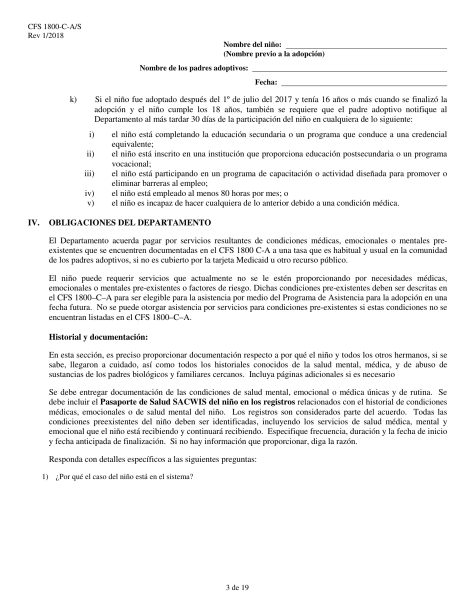 Formulario CFS1800-C-A / S Acuerdo De Asistencia Para La Adopcion - Illinois (Spanish), Page 3