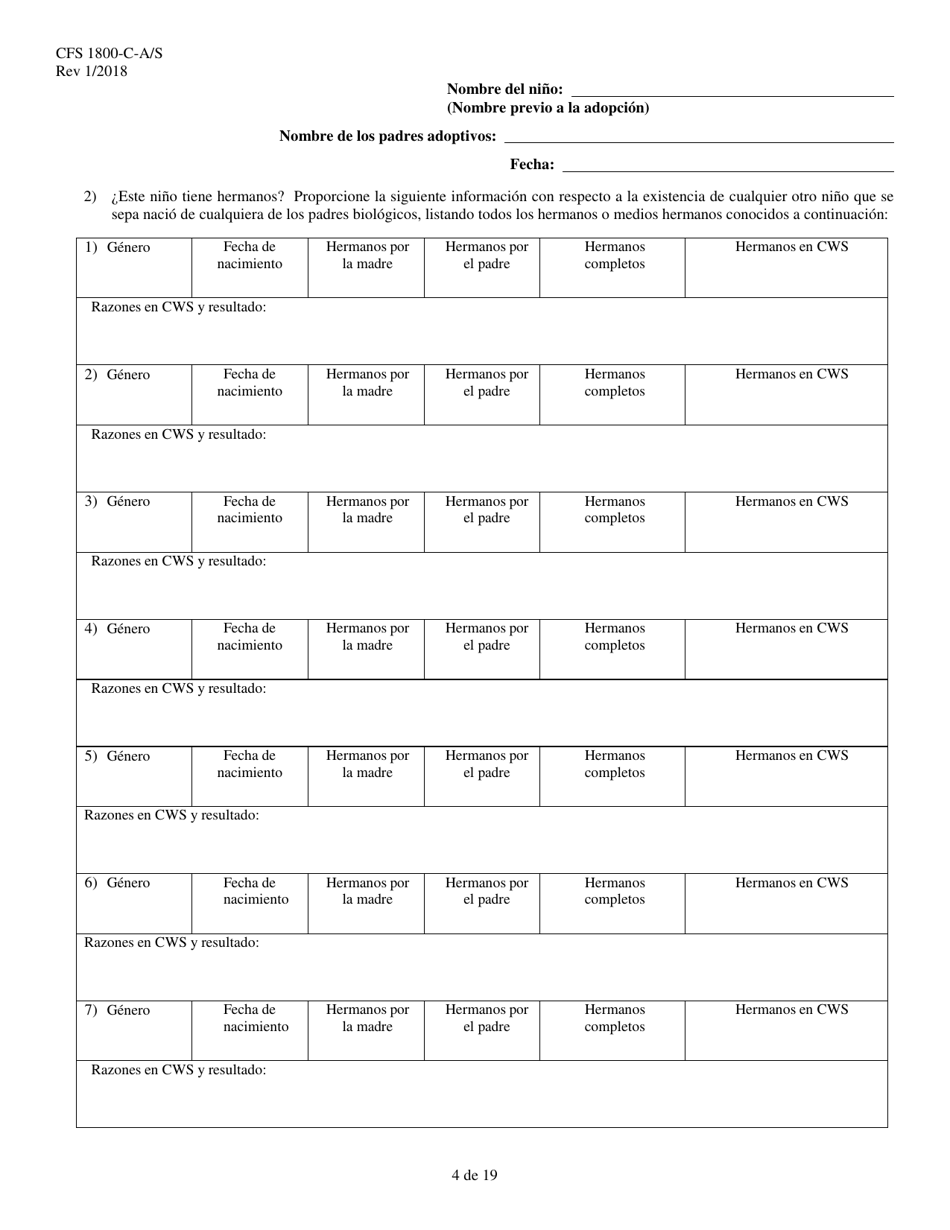 Formulario CFS1800-C-A / S Acuerdo De Asistencia Para La Adopcion - Illinois (Spanish), Page 4