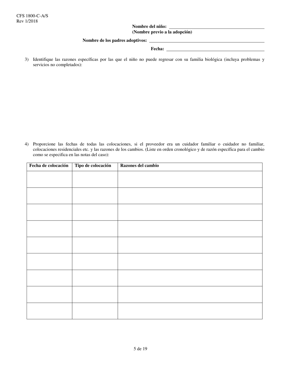 Formulario CFS1800-C-A / S Acuerdo De Asistencia Para La Adopcion - Illinois (Spanish), Page 5