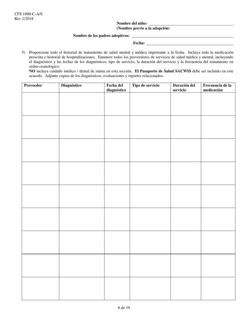 Formulario CFS1800-C-A / S Acuerdo De Asistencia Para La Adopcion - Illinois (Spanish), Page 6