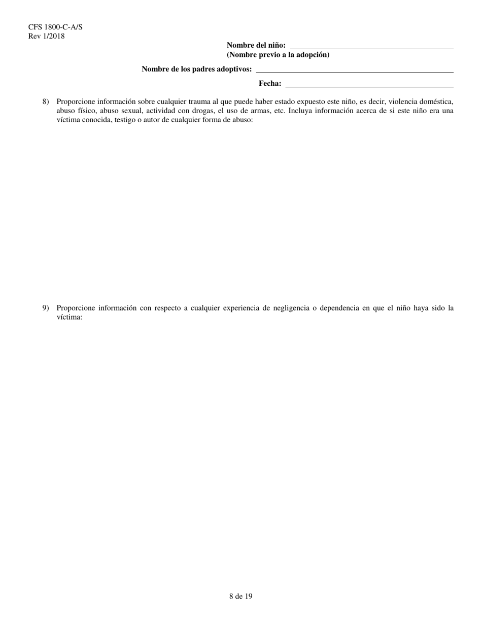 Formulario CFS1800-C-A / S Acuerdo De Asistencia Para La Adopcion - Illinois (Spanish), Page 8