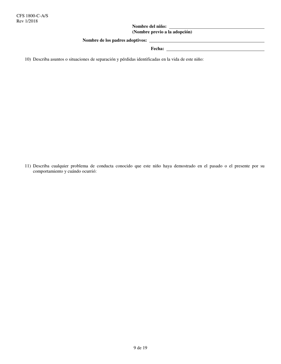 Formulario CFS1800-C-A / S Acuerdo De Asistencia Para La Adopcion - Illinois (Spanish), Page 9
