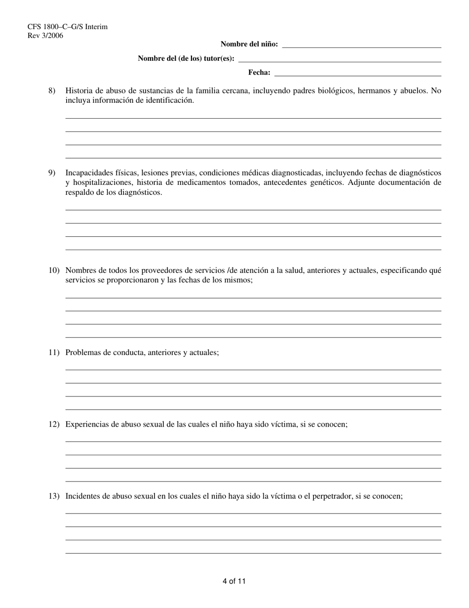 Formulario CFS1800-C-G / S INTERIM Acuerdo De Tutela Legal Subvencionada Provisional - Illinois (Spanish), Page 4