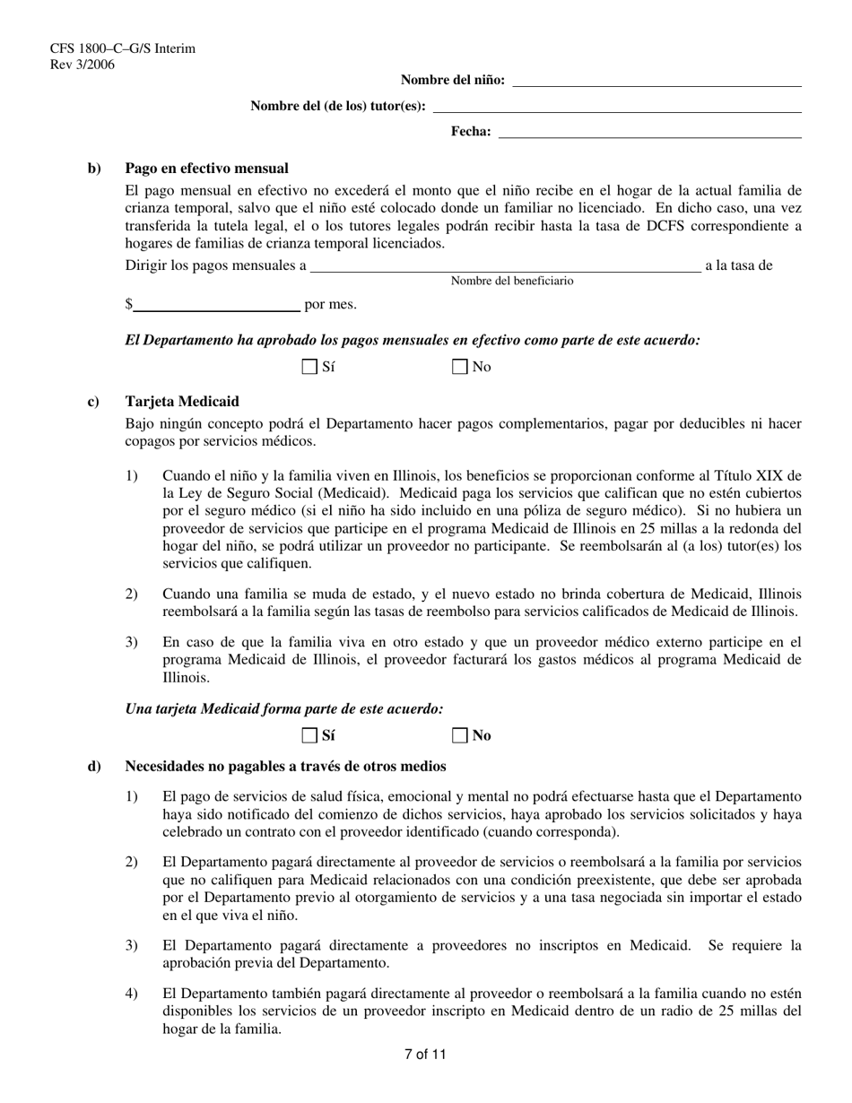Formulario CFS1800-C-G / S INTERIM Acuerdo De Tutela Legal Subvencionada Provisional - Illinois (Spanish), Page 7
