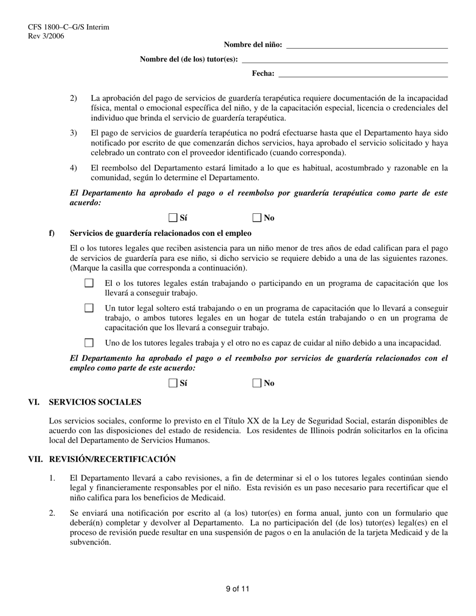 Formulario CFS1800-C-G / S INTERIM Acuerdo De Tutela Legal Subvencionada Provisional - Illinois (Spanish), Page 9