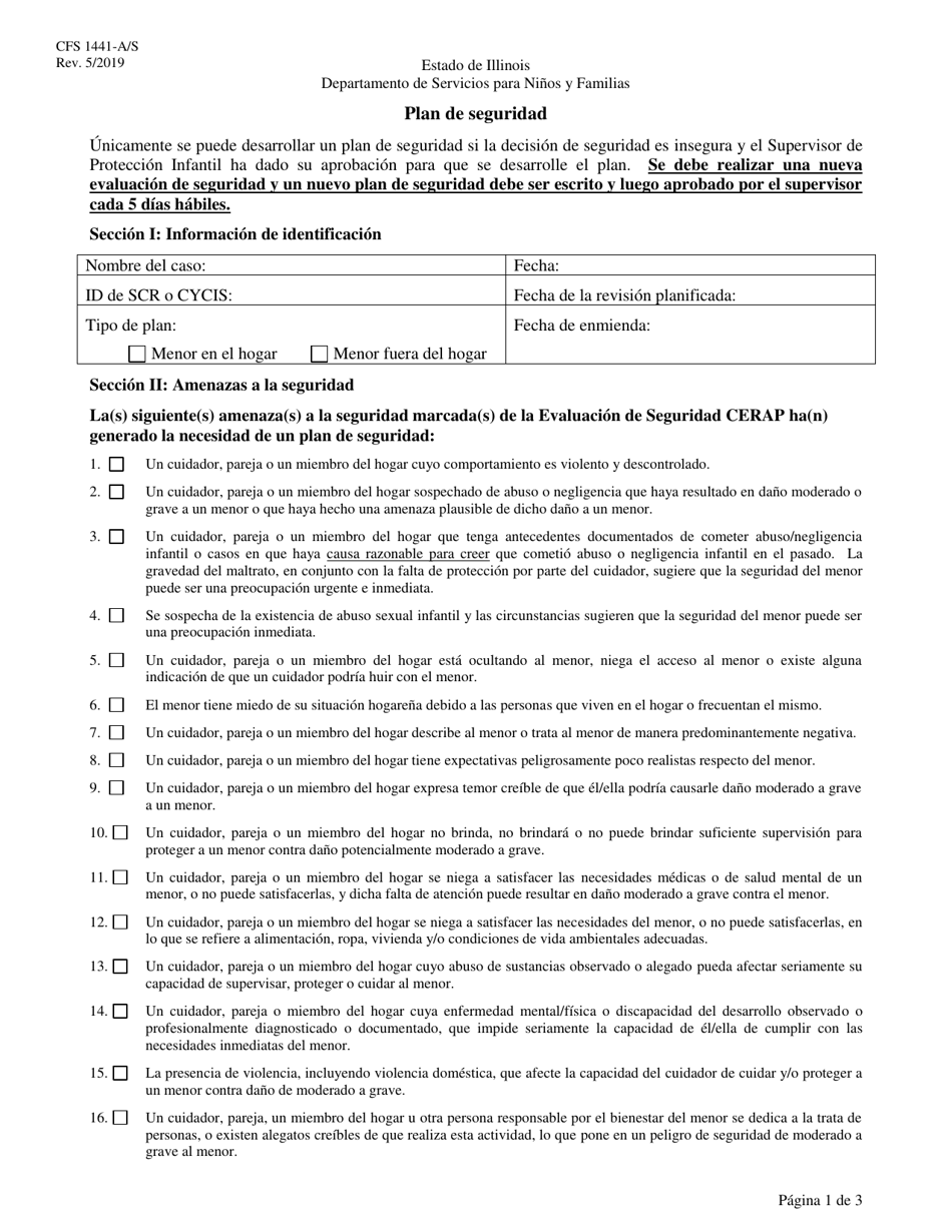 Formulario CFS1441-A / S Plan De Seguridad - Illinois (Spanish), Page 1
