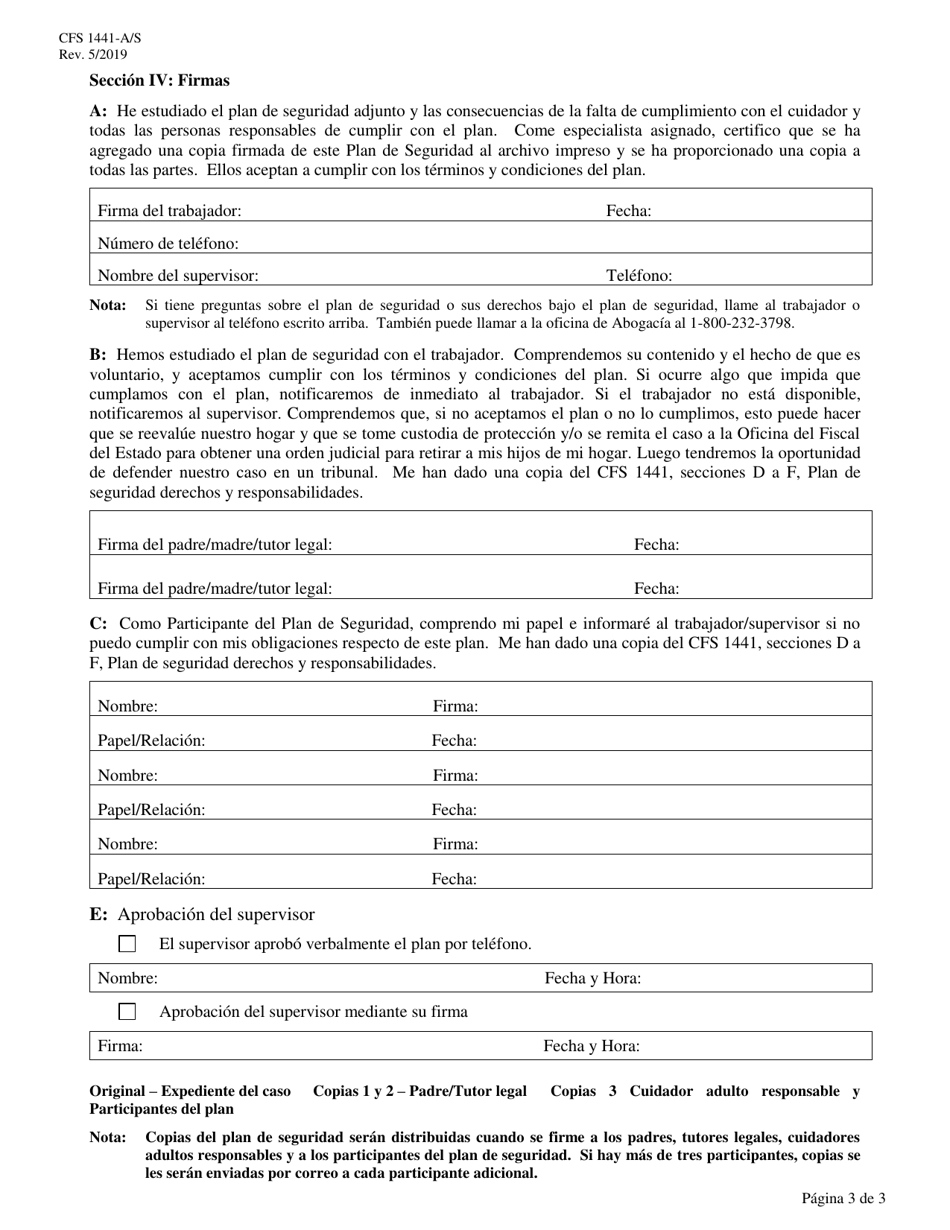 Formulario CFS1441-A / S Plan De Seguridad - Illinois (Spanish), Page 3