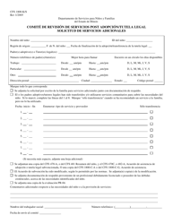 Document preview: Formulario CFS1800-K/S Comite De Revision De Servicios Post Adopcion/Tutela Legal Solicitud De Servicios Adicionales - Illinois (Spanish)