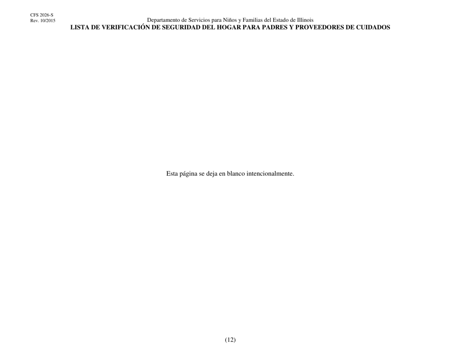 Formulario CFS2026-S Lista De Verificacion De Seguridad Del Hogar Para Padres Y Proveedores De Cuidados - Illinois (Spanish), Page 12