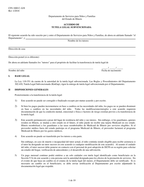 Formulario CFS1800 C-G/S Acuerdo De Tutela Legal Subvencionada - Illinois (Spanish)