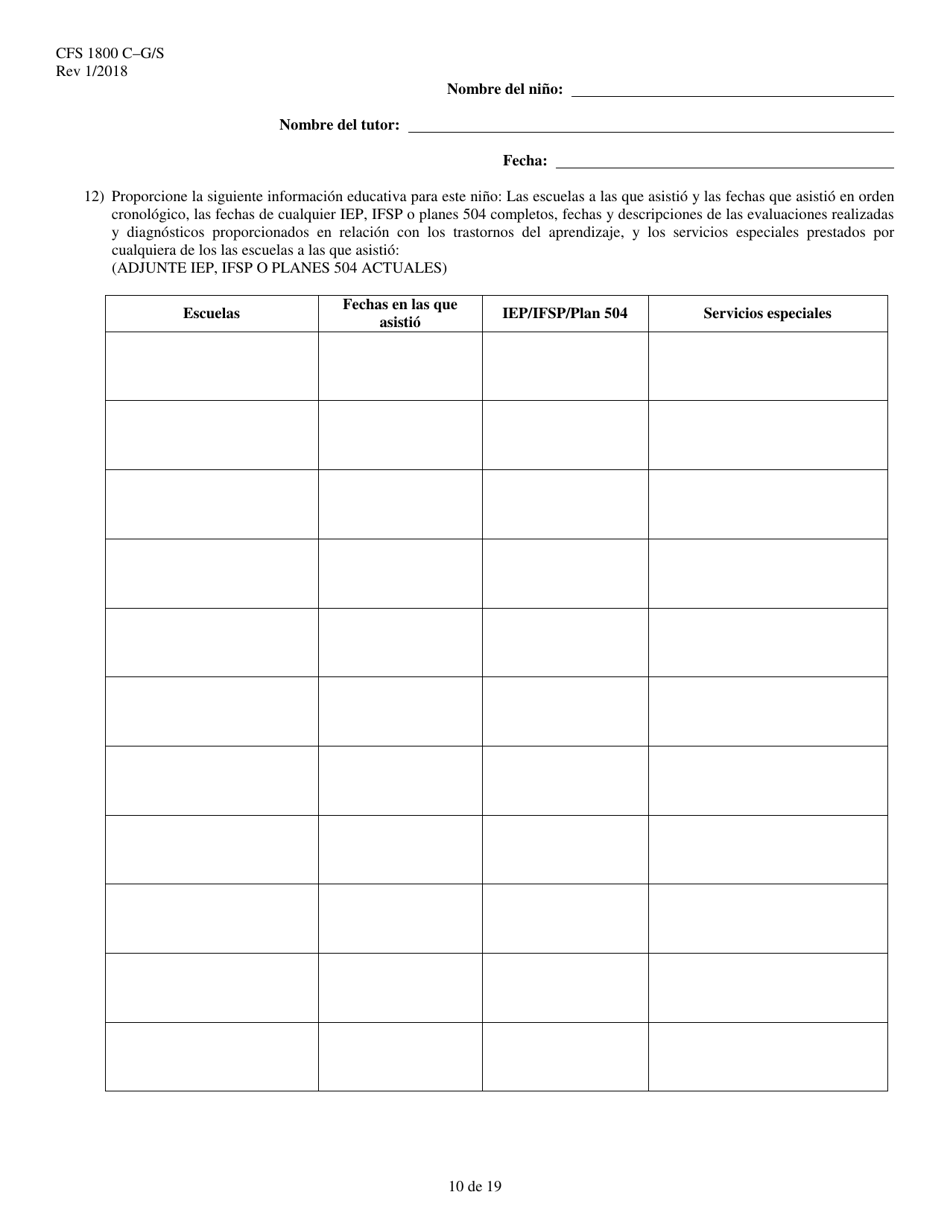 Formulario CFS1800 C-G / S Acuerdo De Tutela Legal Subvencionada - Illinois (Spanish), Page 10