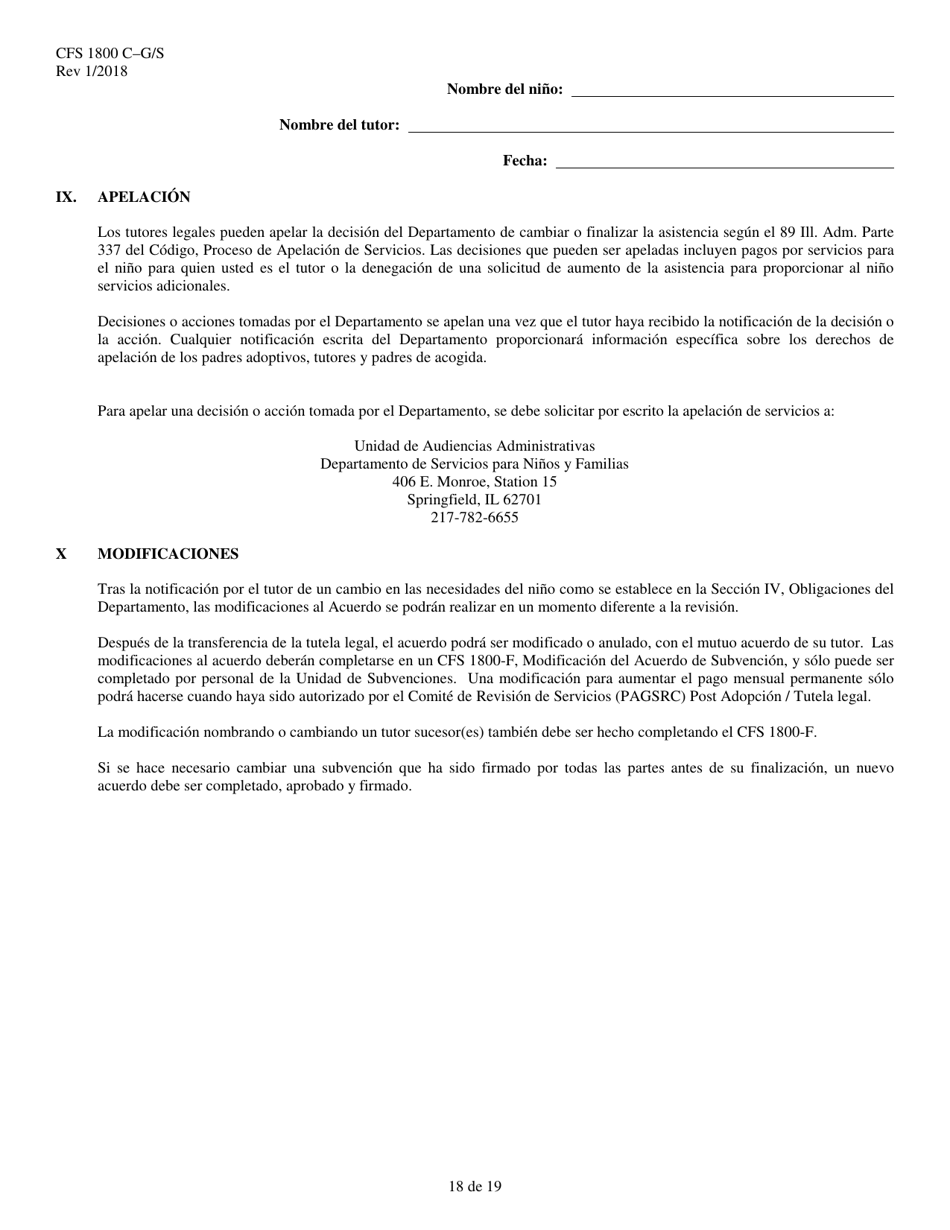 Formulario CFS1800 C-G / S Acuerdo De Tutela Legal Subvencionada - Illinois (Spanish), Page 18
