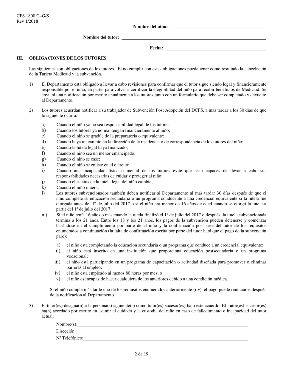 Formulario CFS1800 C-G / S Acuerdo De Tutela Legal Subvencionada - Illinois (Spanish), Page 2