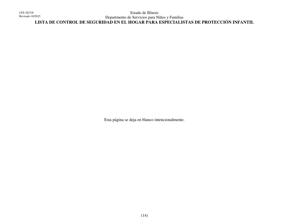 Formulario CFS2027 / S Lista De Control De Seguridad En El Hogar Para Especialistas De Proteccion Infantil - Illinois (Spanish), Page 14