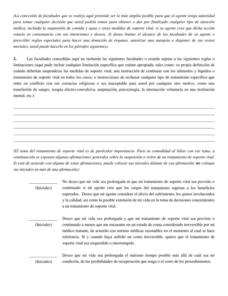Formulario CFS2032-2 / S Formulario Breve Obligatorio De Poder Legal Para La Atencion Medica De Illinois - Illinois (Spanish), Page 4