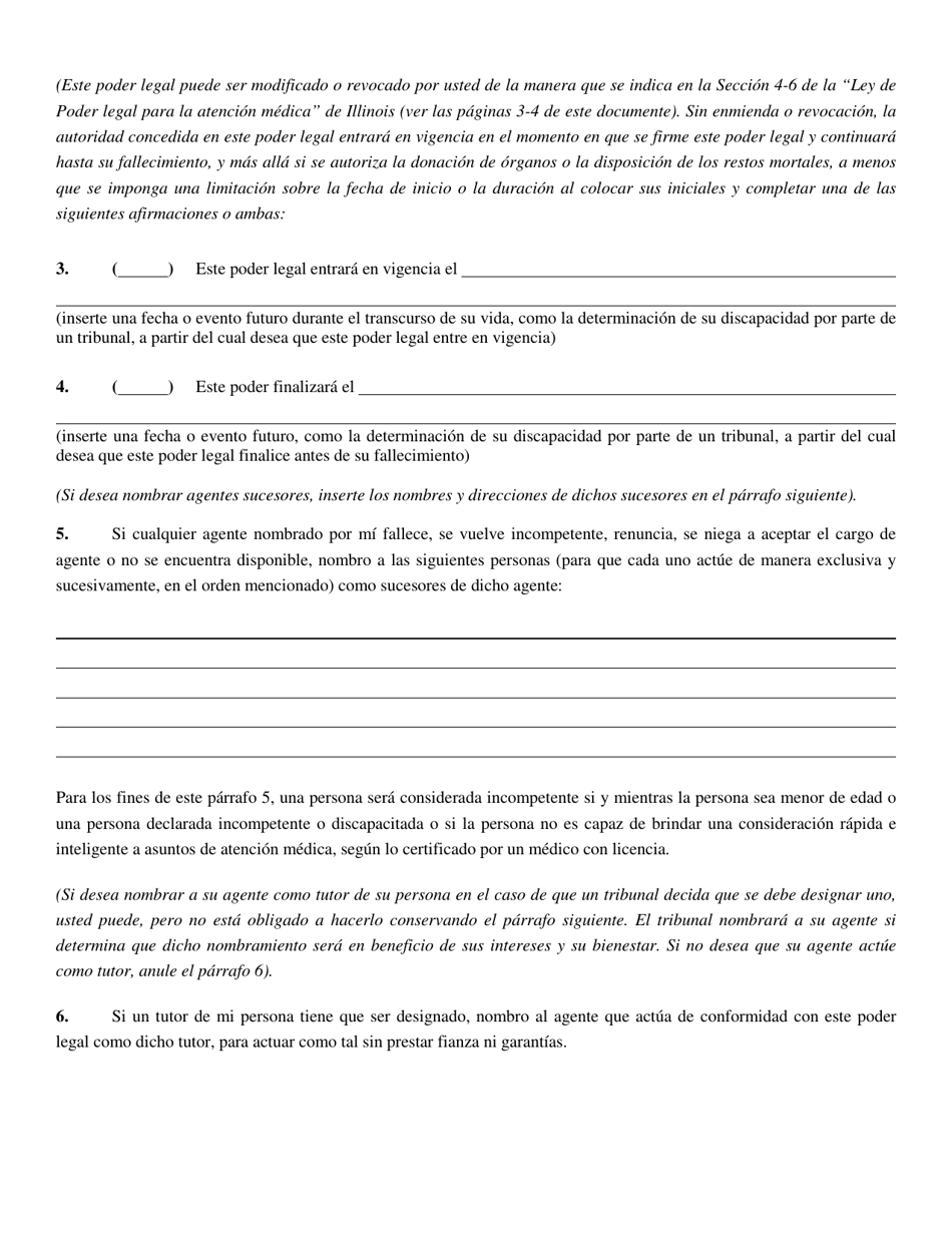 Formulario CFS2032-2 / S Formulario Breve Obligatorio De Poder Legal Para La Atencion Medica De Illinois - Illinois (Spanish), Page 5