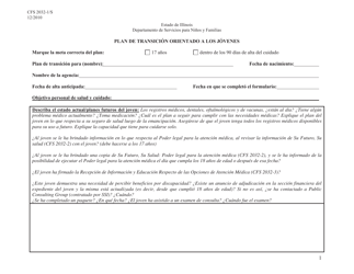 Document preview: Formulario CFS2032-1/S Plan De Transicion Orientado a Los Jovenes - Illinois (Spanish)