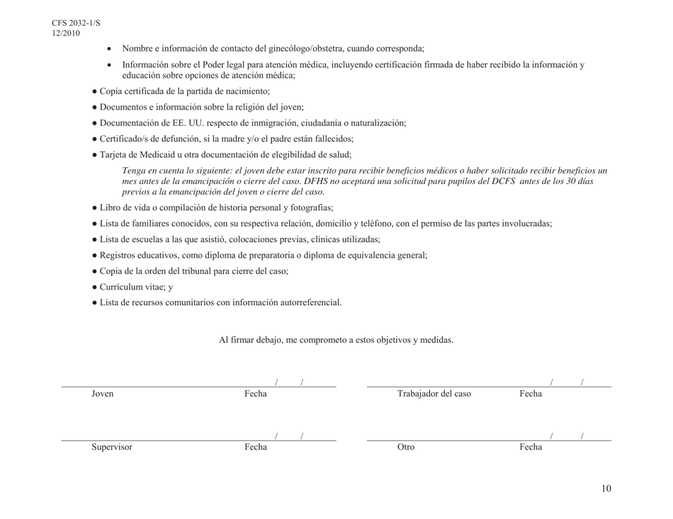 Formulario CFS2032-1 / S Plan De Transicion Orientado a Los Jovenes - Illinois (Spanish), Page 10