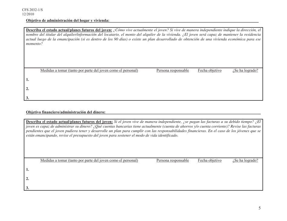 Formulario CFS2032-1 / S Plan De Transicion Orientado a Los Jovenes - Illinois (Spanish), Page 5