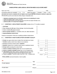 Form HFS3365 Handicapping Labio-Lingual Deviation Index (Hld) Score Sheet - Illinois