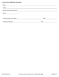 Form HFS1305 Questionnaire for Human Donor Milk (New Order Required Every 6 Months) - Illinois, Page 3