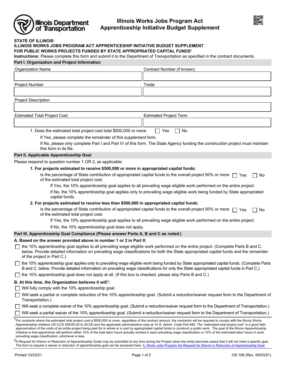 Form OS-106 - Fill Out, Sign Online and Download Fillable PDF, Illinois