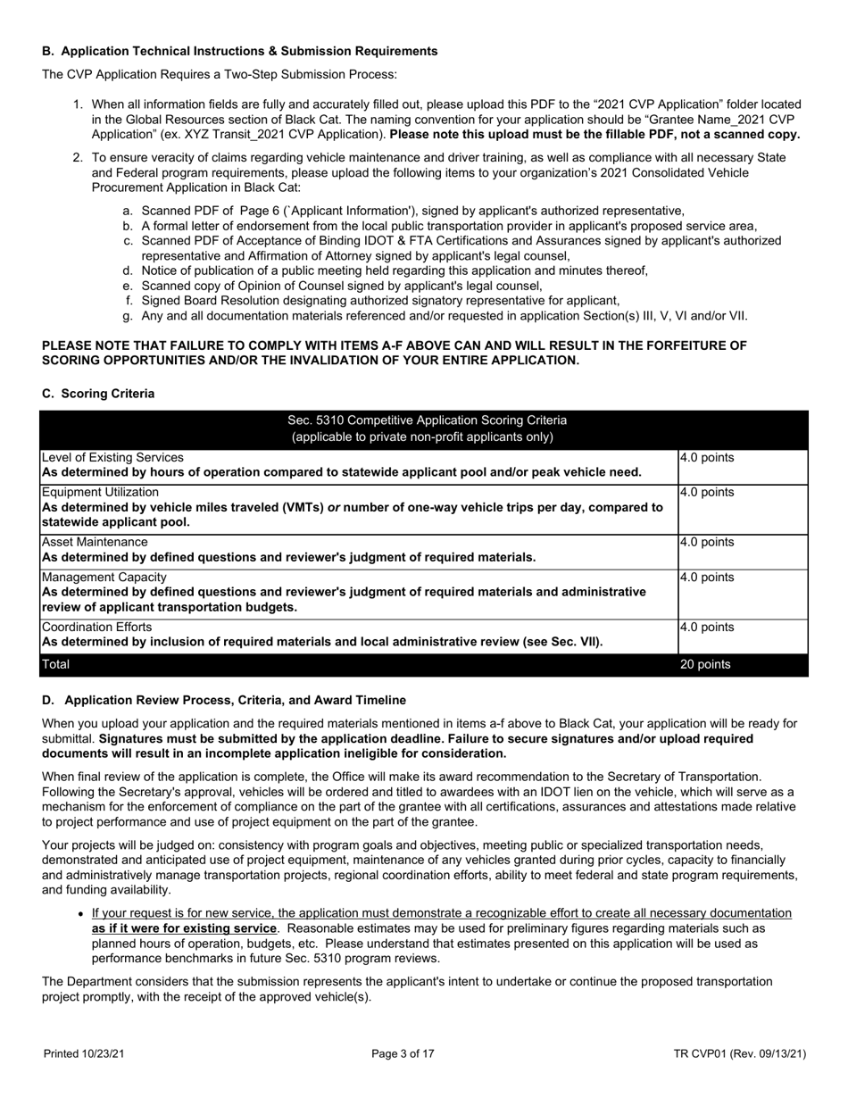 Form TR CVP01 Rolling Stock Capital Assistance Application - Illinois, Page 3