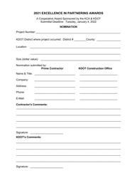 Kca/Kdot Partnering Nomination Form - Kansas, Page 2