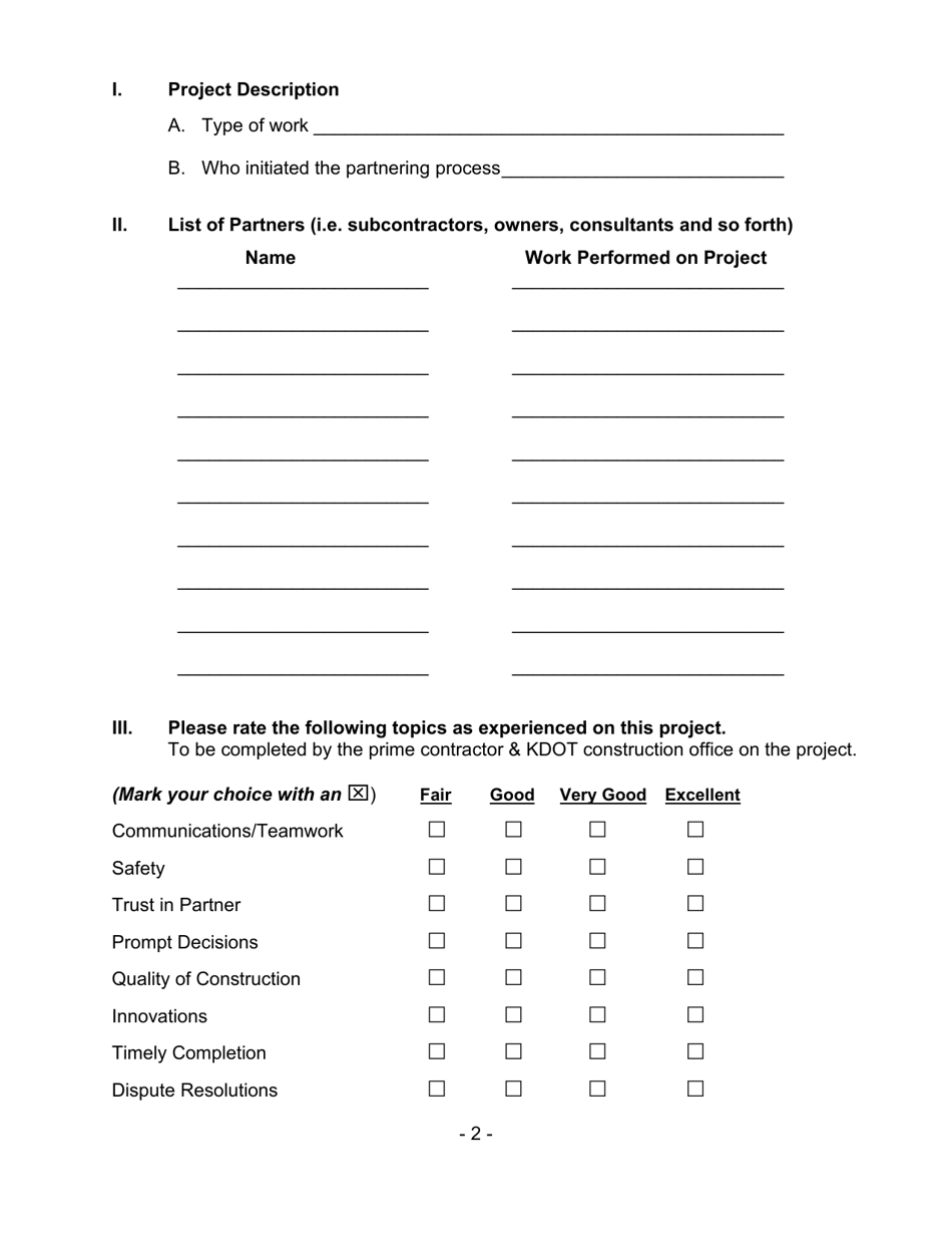 Kca / Kdot Partnering Nomination Form - Kansas, Page 3
