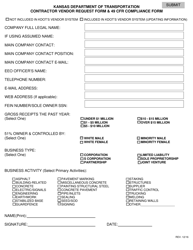 &quot;Contractor Vendor Request Form &amp; 49 Cfr Compliance Form&quot; - Kansas