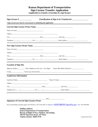 &quot;Sign License Transfer Application&quot; - Kansas
