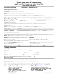 DOT Form 1950 Application for Commercial Advertising Sign - Kansas