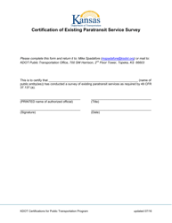 &quot;Certification of Existing Paratransit Service Survey&quot; - Kansas