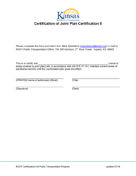 Document preview: Certification of Joint Plan Certification Ii - Kansas