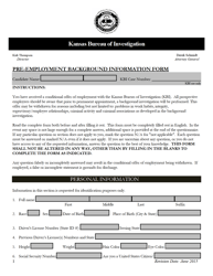 &quot;Pre-employment Background Information Form&quot; - Kansas