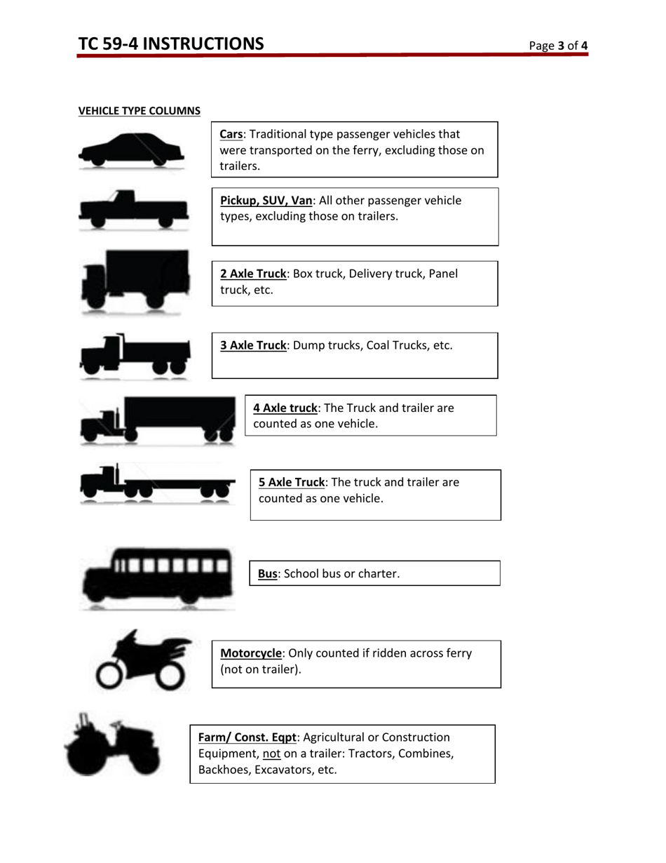 Instructions for Form TC59-4 Ferry Traffic Count - Kentucky, Page 3