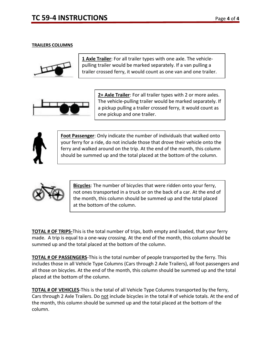 Instructions for Form TC59-4 Ferry Traffic Count - Kentucky, Page 4