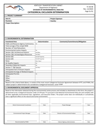 Form TC58-48 &quot;Categorical Exclusion Determination&quot; - Kentucky